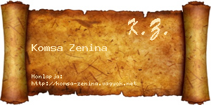 Komsa Zenina névjegykártya